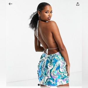 Mermaid-core Sequin Backless Mini Petite Dress